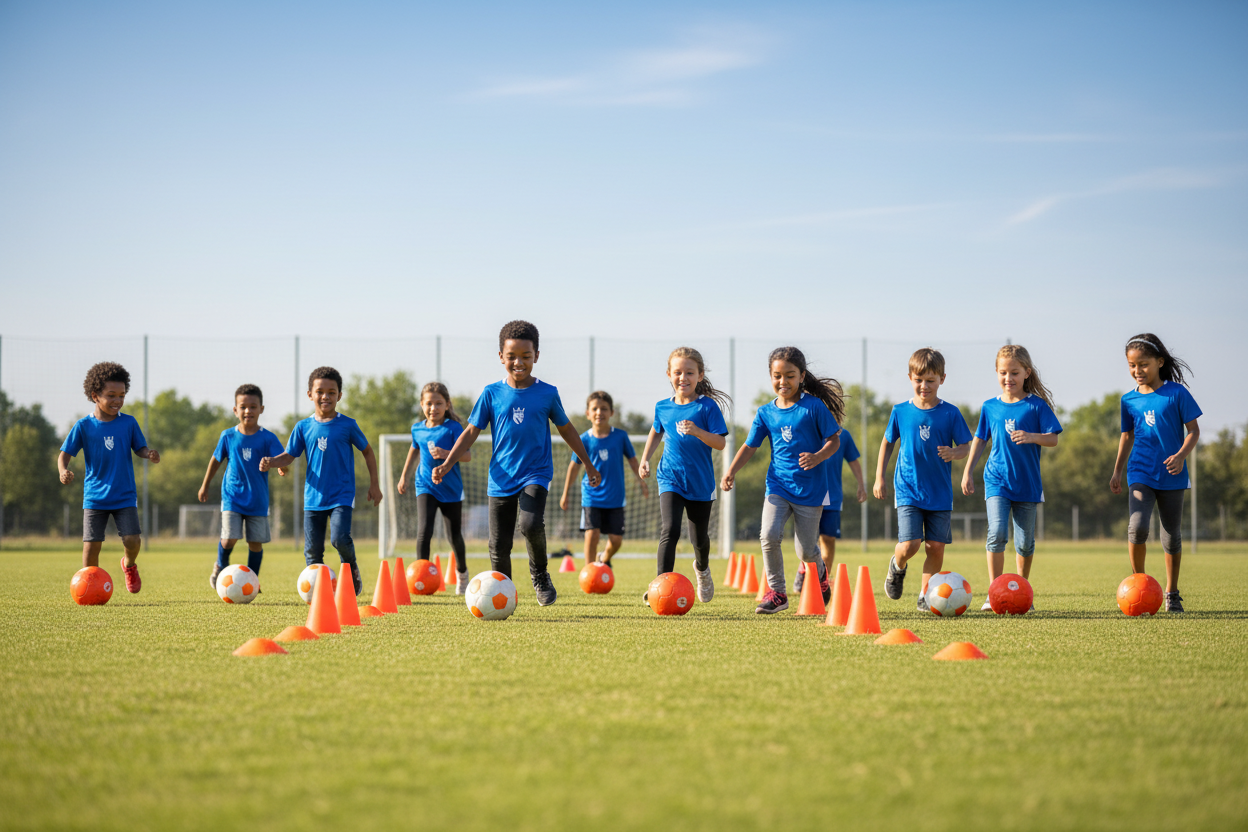 Estudiantes corriendo en el campo deportivo